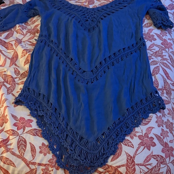 Elegant Blue Crochet Women's swim cover - Picture 1 of 3